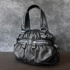 Desmo Italy Black Leather Zip Top Handle Bag